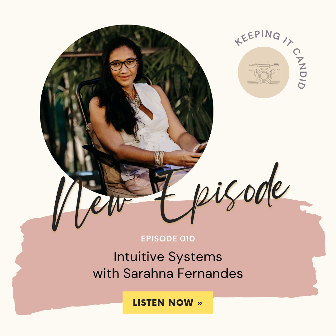 Keeping It Candid: Wedding Photography Unfiltered with Sandra Henderson podcast cover art featuring Sarahna Fernandes of Simply Organized Solutions